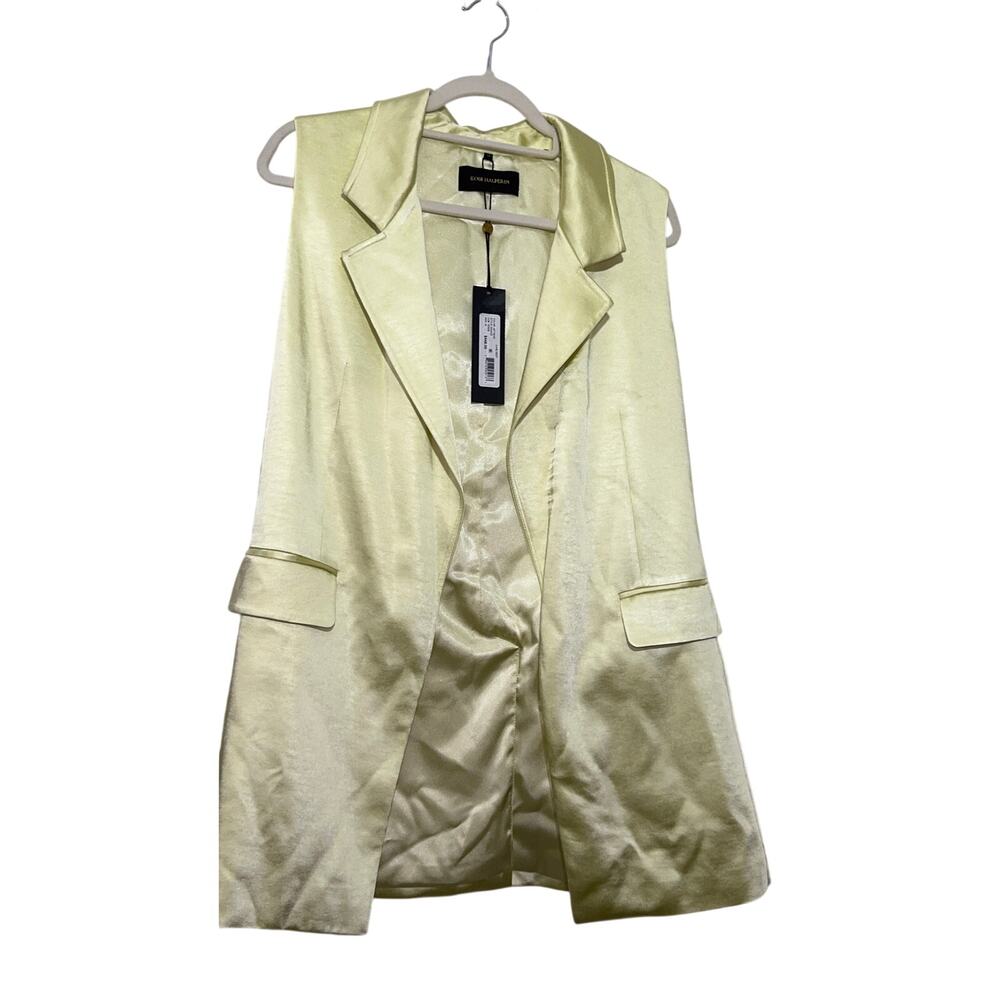 Kobi Halperin Women’s Pear Sleeveless Vest Button Satin Mid-Length M